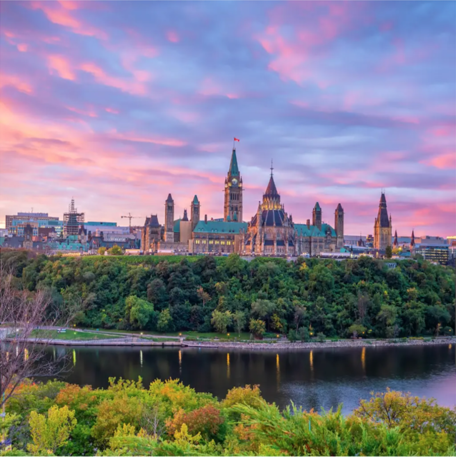 Parliament Hill in Ottawa at sunset